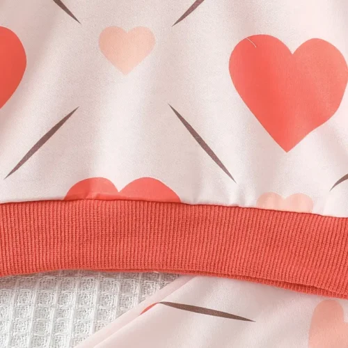 Adorable Heart Print Top & Pants Set - Image 5