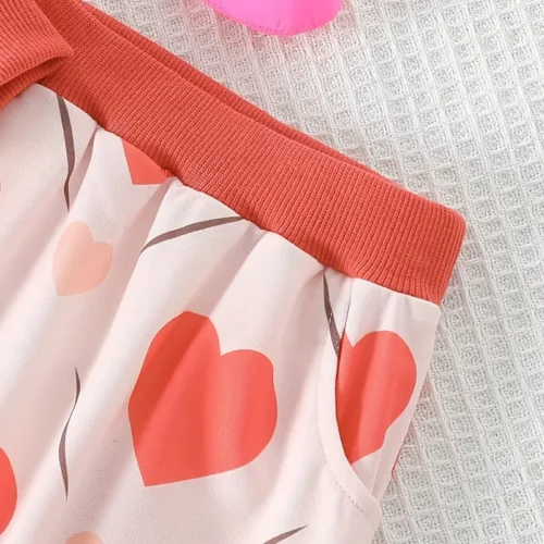 Adorable Heart Print Top & Pants Set - Image 6