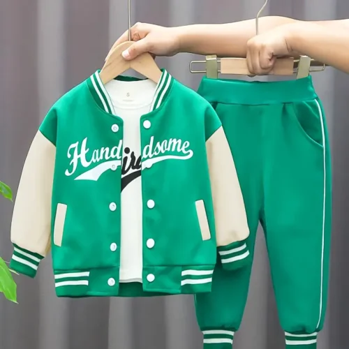 Boy's Letter Print Baseball Suit - Image 9