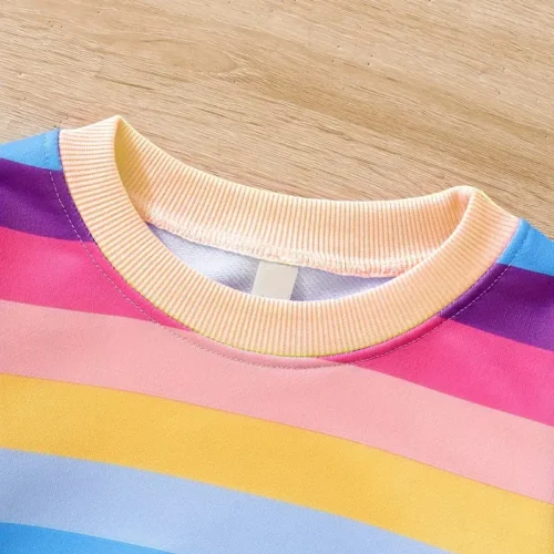Stylish 3-Piece Rainbow-Themed Girls' Sweatshirt Set - Image 6