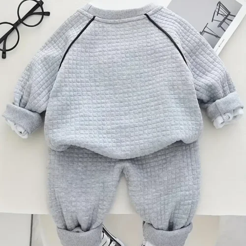 Cute 2pcs Bear Cartoon Print Outfit - Image 3