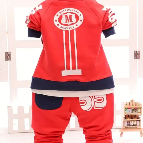 Children's Cotton Casual Zipper Coat Suit - Image 3