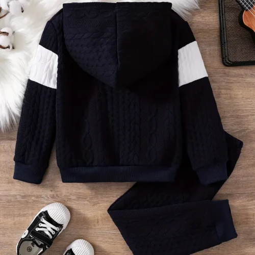 Boy's 2-Piece Casual Hoodie Knit Set - Image 4