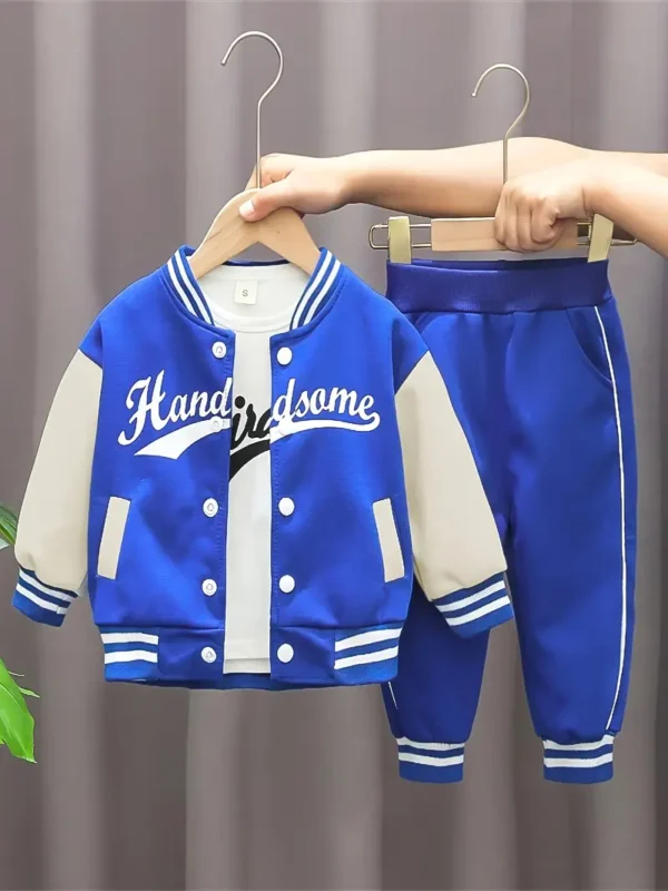 Boy's Letter Print Baseball Suit