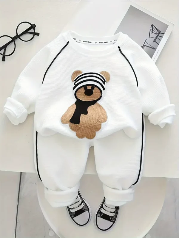 Cute 2pcs Bear Cartoon Print Outfit