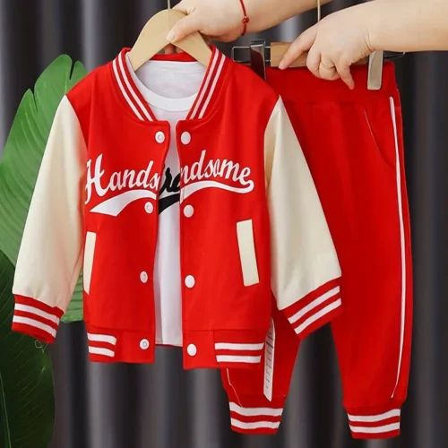 Boy's Letter Print Baseball Suit - Image 10