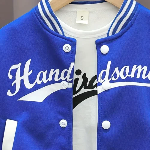 Boy's Letter Print Baseball Suit - Image 13