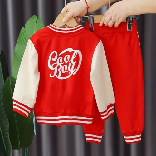 Boy's Letter Print Baseball Suit - Image 14
