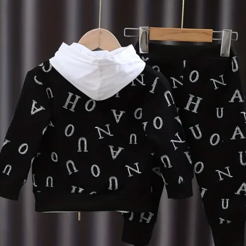 Boys Long-sleeved Letter Print Suit - Image 5