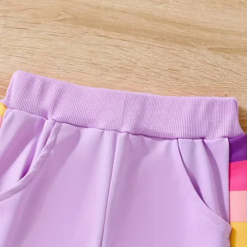 Stylish 3-Piece Rainbow-Themed Girls' Sweatshirt Set - Image 4