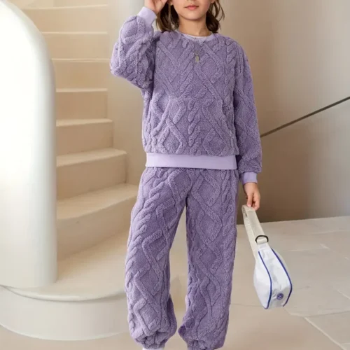 Outdoor-Ready Furry Jacquard Trousers Set - Image 5