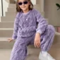 Furry Jacquard Trousers Set