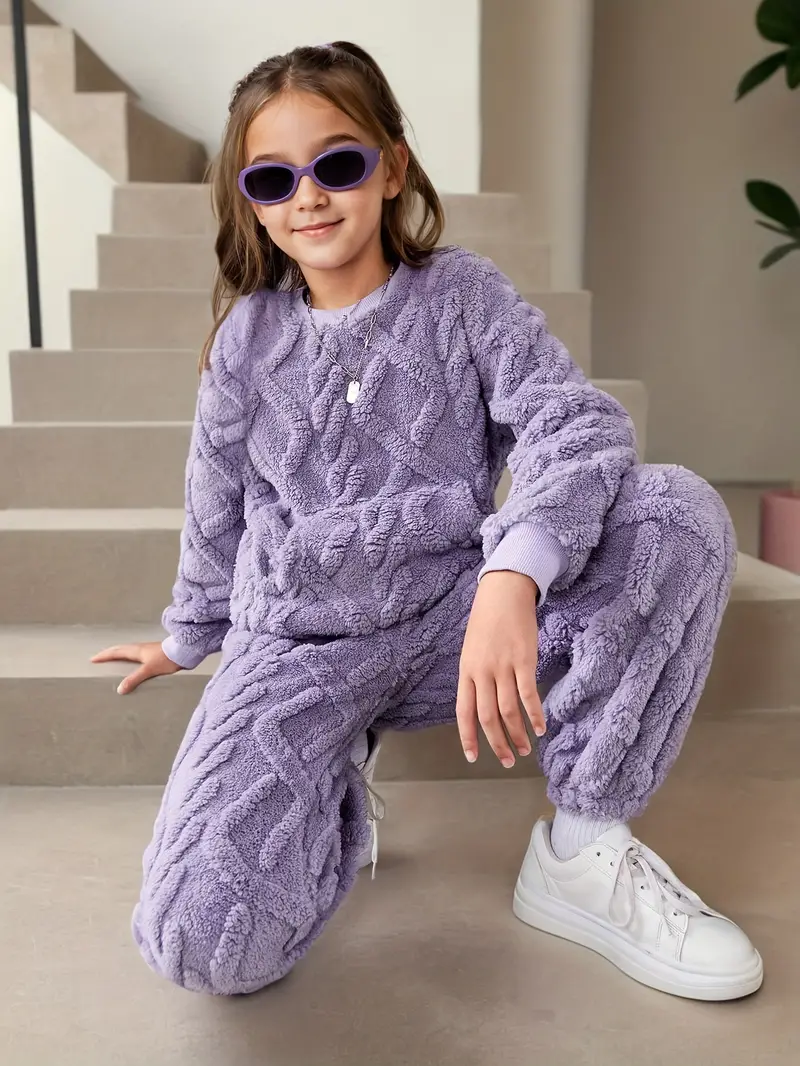 Furry Jacquard Trousers Set