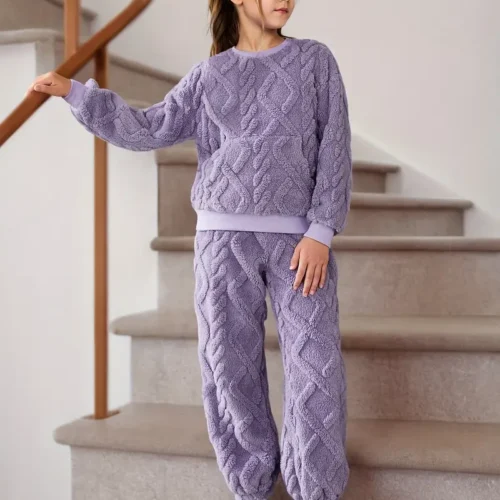 Outdoor-Ready Furry Jacquard Trousers Set - Image 3