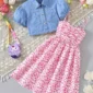 Girls' 2-Piece Puff Sleeve Denim Top