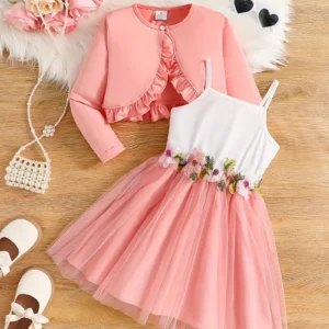 Stylish 2pcs Floral Girls' Frock