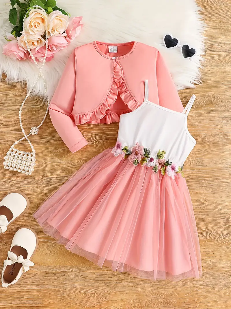 Stylish 2pcs Floral Girls' Frock