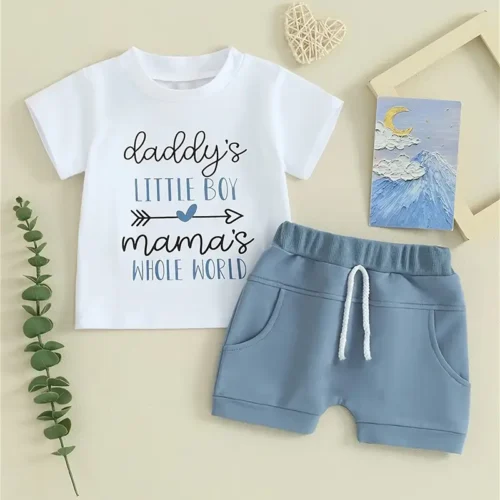 2-Piece Toddler Adorable Matching Shorts and Tee Outfit Set - Image 3