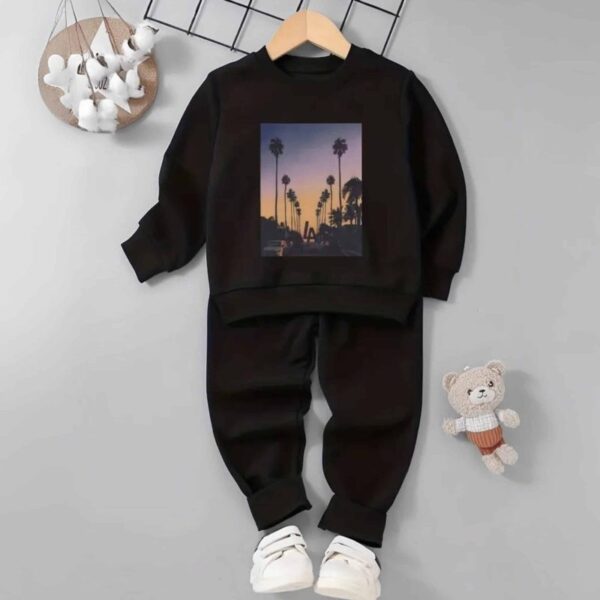 Stylish Black Aesthetic Printed Tracksuit for Kids