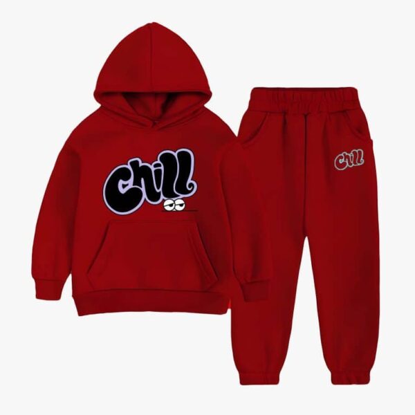 893 Kids’ Maroon Hoodie Tracksuit with Chill Graphic