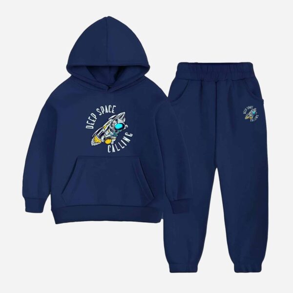 Kids’ Navy Blue Hoodie Tracksuit Featuring Space Graphic