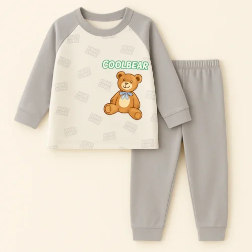 Sunshine Grey & Green Cozy Baby Pajama Set - Image 3