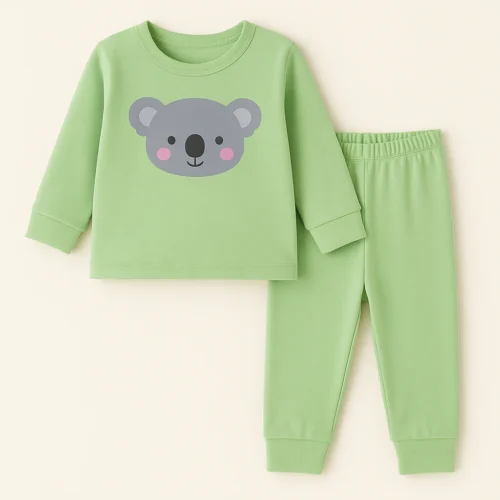 Sunshine Grey & Green Cozy Baby Pajama Set - Image 4