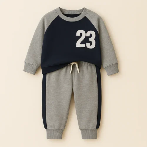 Kids’ Black Fleece Tracksuit with “Out Of This World” Print - Image 4