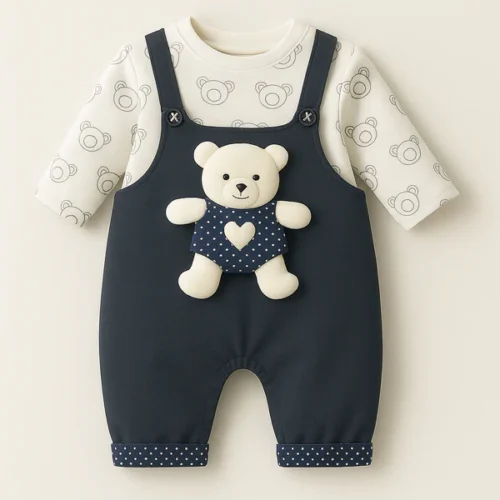 Sunshine Brown Striped Bear Baby Dungaree & Shirt Set - Image 10