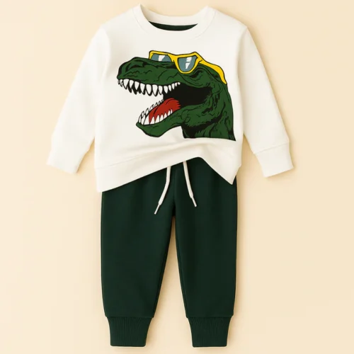 Kids’ Black Fleece Tracksuit with “Out Of This World” Print - Image 6
