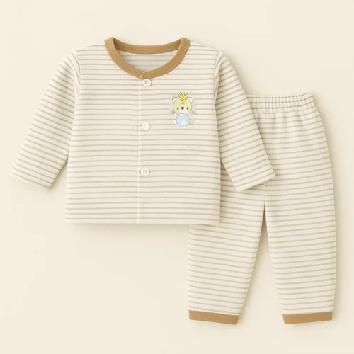 Warm Baby Fleece Sleepsuit – Classic Grey Stripes - Image 6