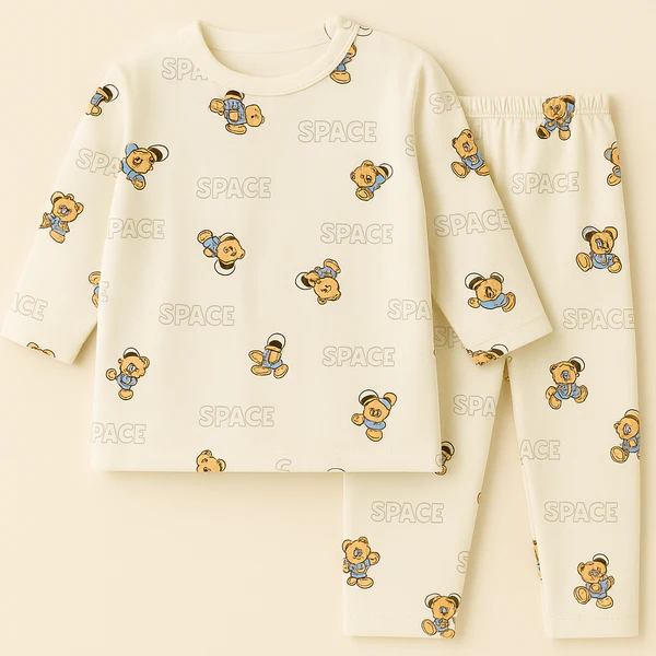Cozy White Space Bear Baby PJ Set – Sunshine