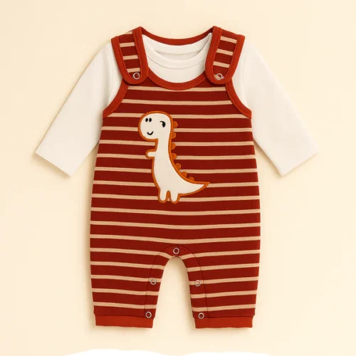 Sunshine Brown Striped Bear Baby Dungaree & Shirt Set - Image 8