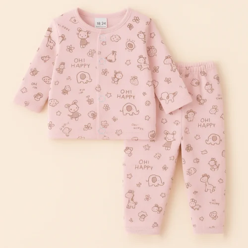 Cozy Sea Green Baby Fleece Sleepsuit – Cute Animal Design - Image 7