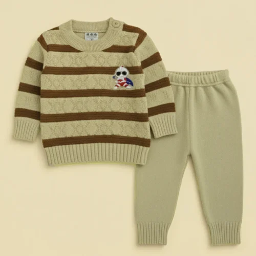 Sunshine Striped Baby Woolen Pajama Set