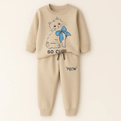 Mini Charm Light Brown “Mama’s Bestie” Kids Fleece Tracksuit - Image 6