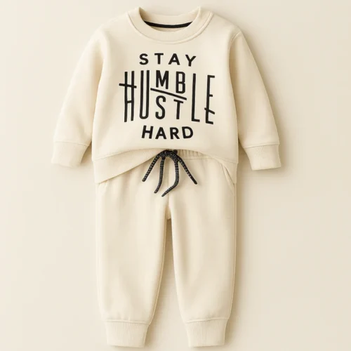 Kids’ Black Fleece Tracksuit with “Out Of This World” Print - Image 8