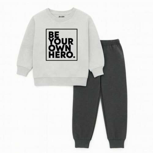 Be Your Own Hero Contrast Print Sweatshirt Tracksuit for Tweens