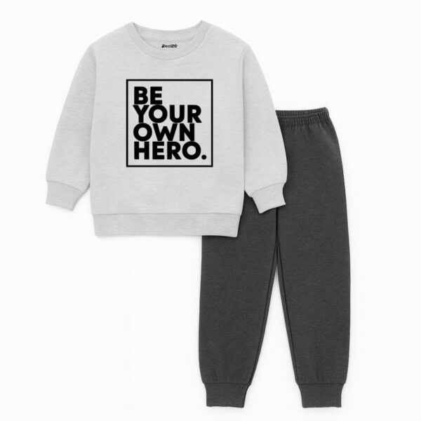 Be Your Own Hero Contrast Print Sweatshirt Tracksuit for Tweens