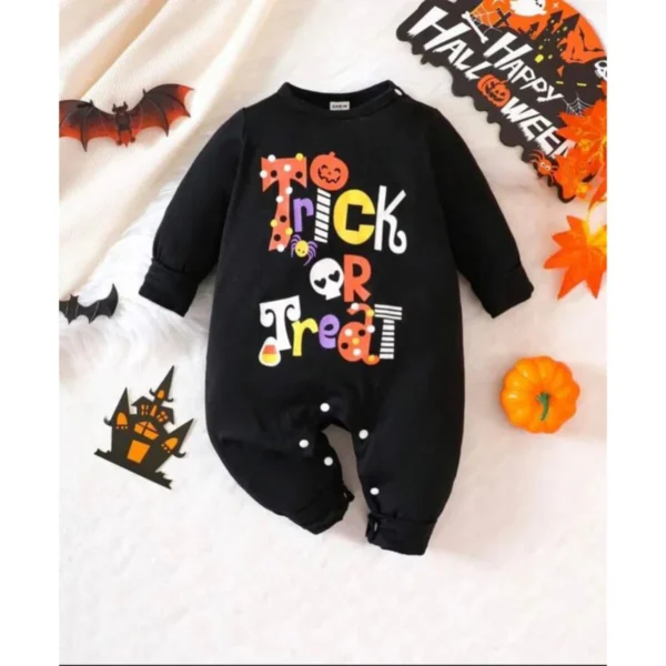 Black Trick or Treat Plush Romper