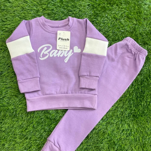 Baby Purple Cozy Plush Fleece Shirt & Trouser - Image 3