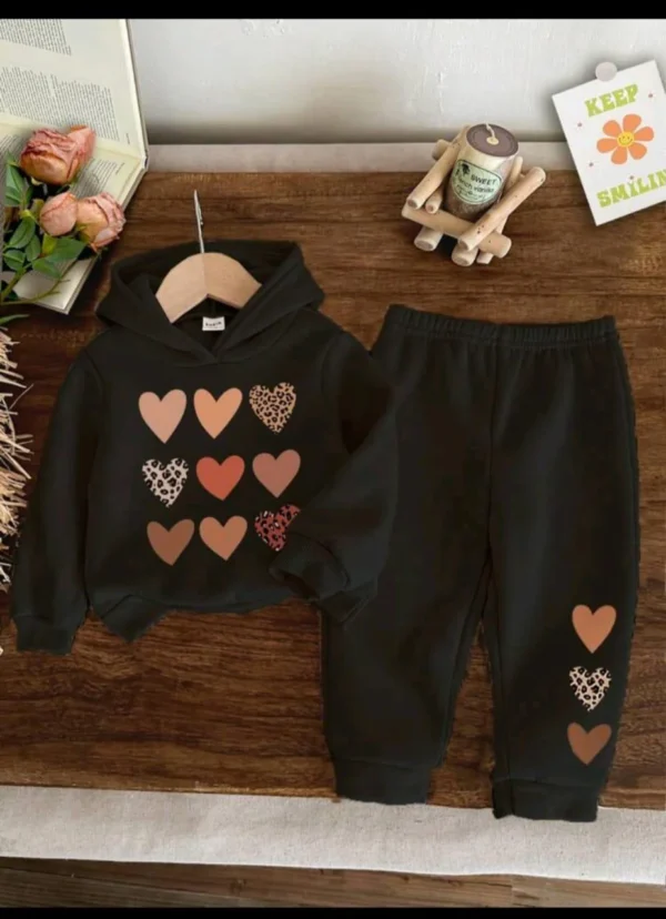 Plush Black Heart Hoodie & Trouser