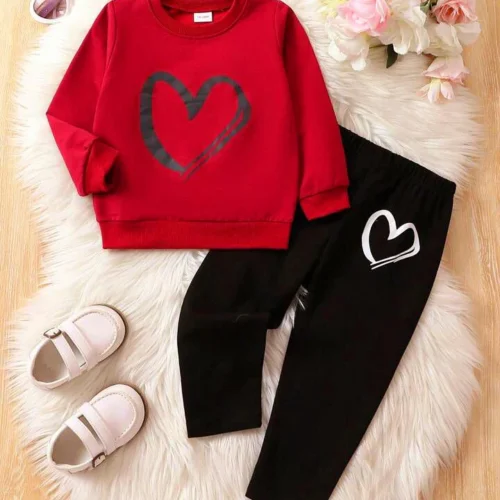 Red Heart Fleece Shirt & Trouser Duo