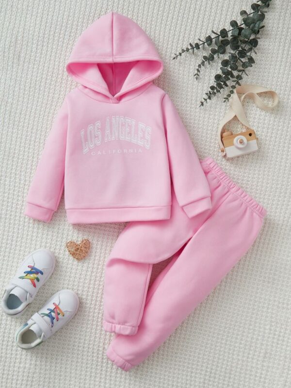 LA Vibes: Pink Plush Hoodie & Trouser Set