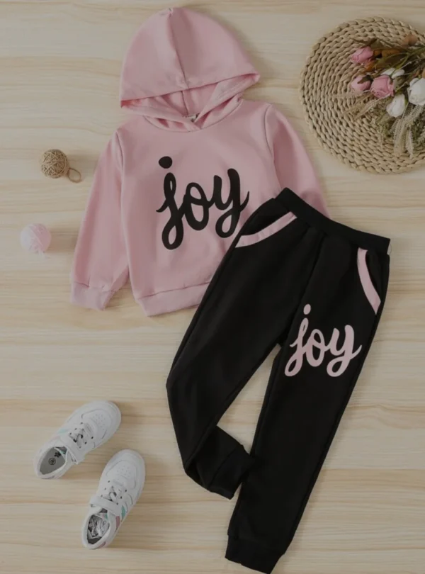 Plush Joy Pink Contrast Fleece Hoodie & Trouser