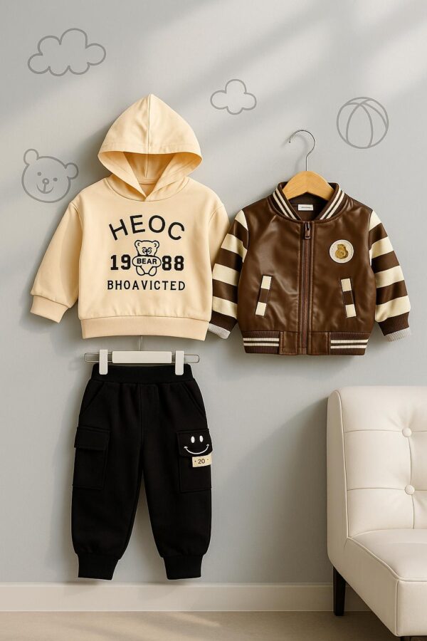 Jacket, Hoodie & Pant Set for Boys 3-Piece