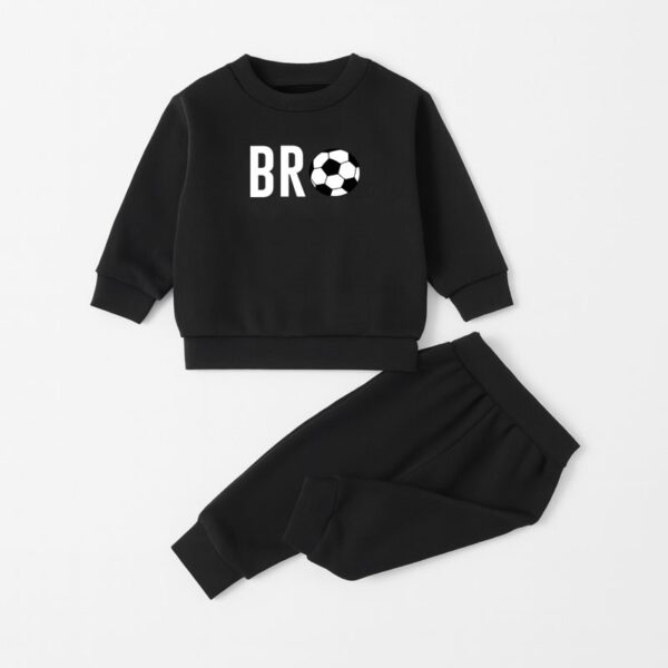 Kids Black Tracksuit with Bro Graphic Print