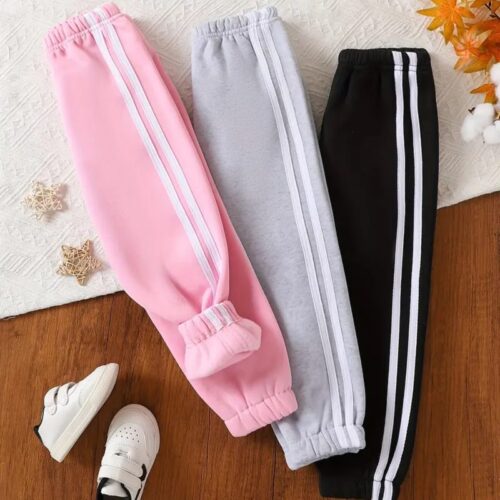 Set of 3 Girls’ Double Stripe Sweatpants