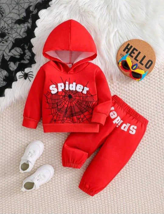 Tiny Hero – Red Spider-Man Fleece Shirt & Trouser