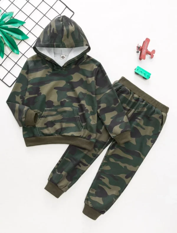 Plush Camouflage Rustic Green Fleece Hoodie & Trouser